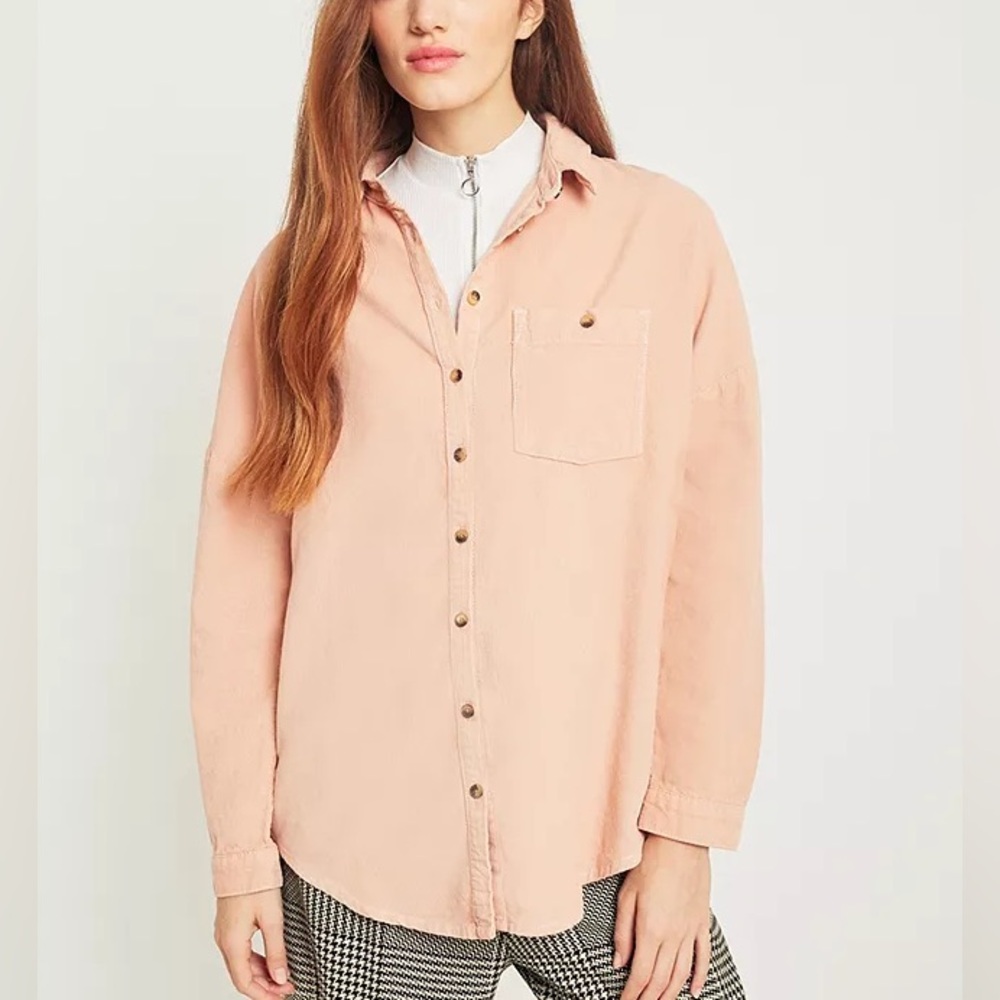 Urban Outfitters BDG Corduroy Light Pink Button-Down Shirt